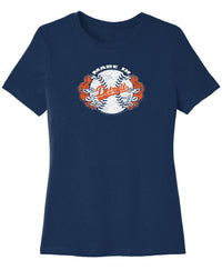 Ladies Detroit Paws Baseball Navy Shirt