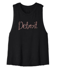 Rose Gold Detroit Script Crop Tank