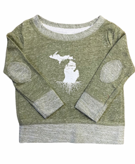 Infant Michigan Roots Heather Olive Long Sleeve
