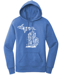 Ladies Detroit Football Collage Hoodie