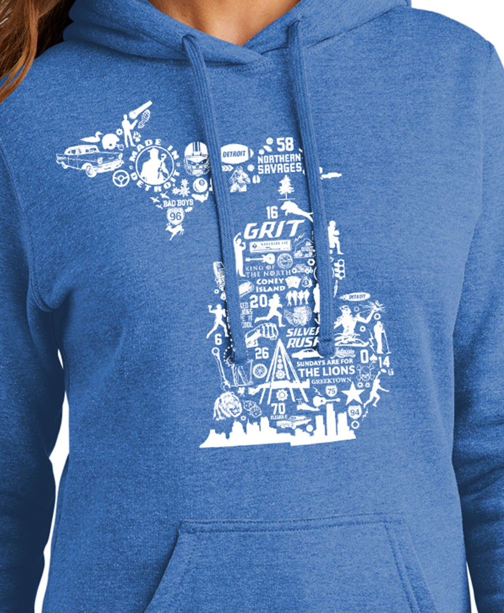 Ladies Detroit Football Collage Hoodie