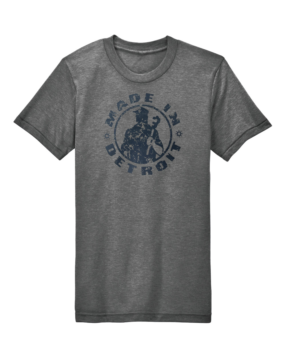 Eco Grey MID Navy Distressed Premium Triblend Shirt