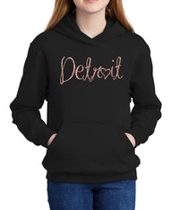 Youth Rose Gold Detroit Script Hoodie