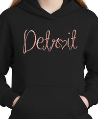 Youth Rose Gold Detroit Script Hoodie