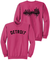 Ladies Detroit Arch/Roots Sangria Crewneck
