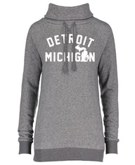 Detroit, MI Grey Funnel Neck Fleece - XS/SMALL