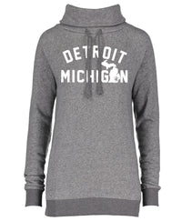 Detroit, MI Grey Funnel Neck Fleece - XS/SMALL