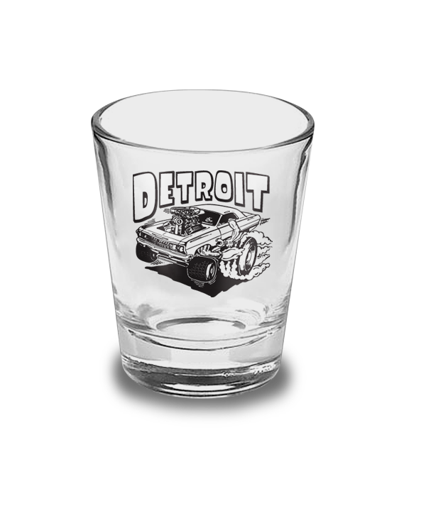Detroit Roach Muscle Shot Glass