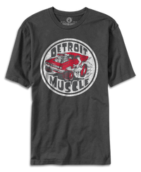 Detroit Muscle Roach design printed on Smoke T-shirt