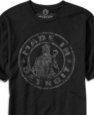 Made In Detroit Wrenchman distressed design printed on Black T-shirt.