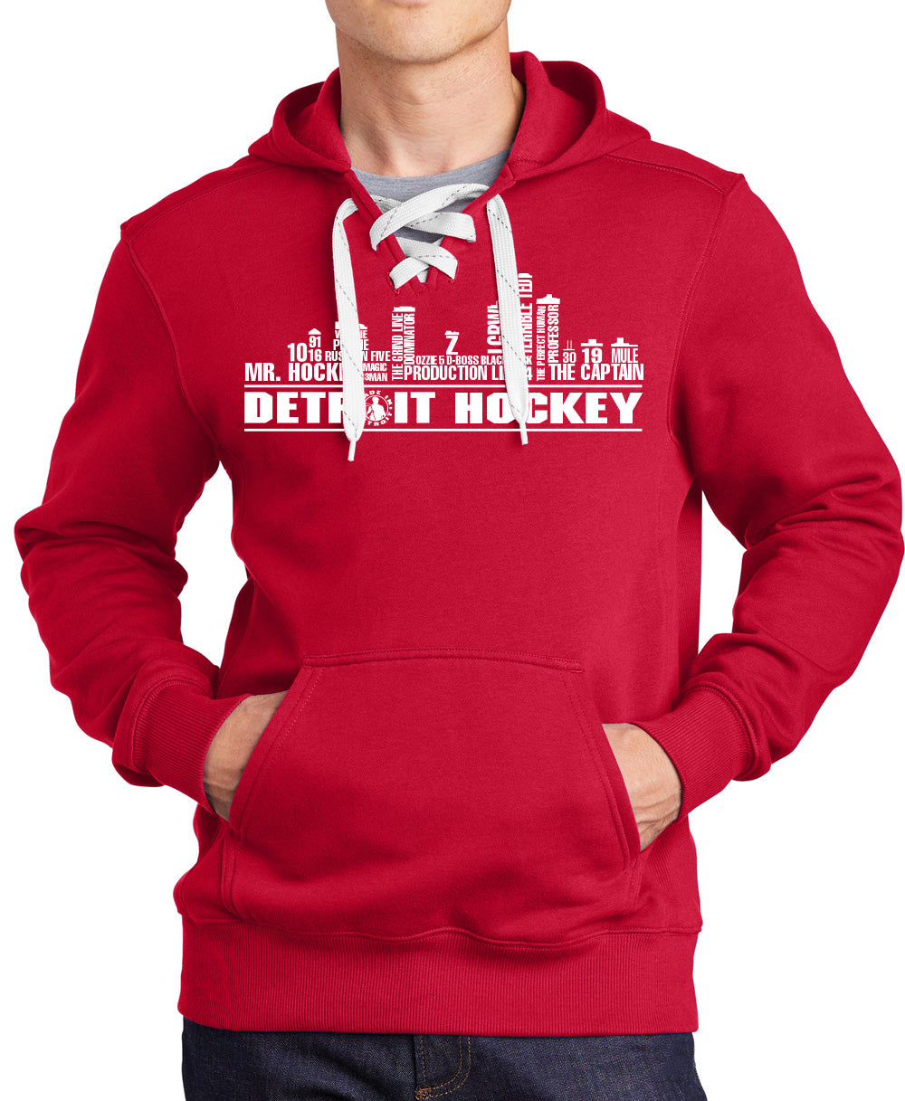 Detroit Hockey Skyline Lace Pullover