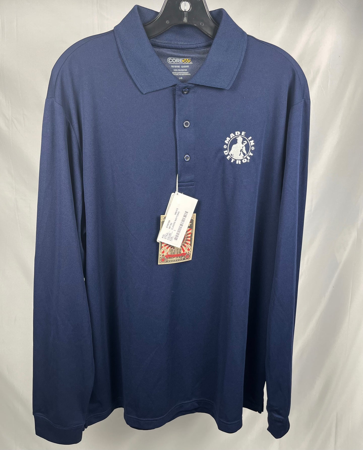 (1 of 1) MID Navy Long Sleeve Polo - LARGE