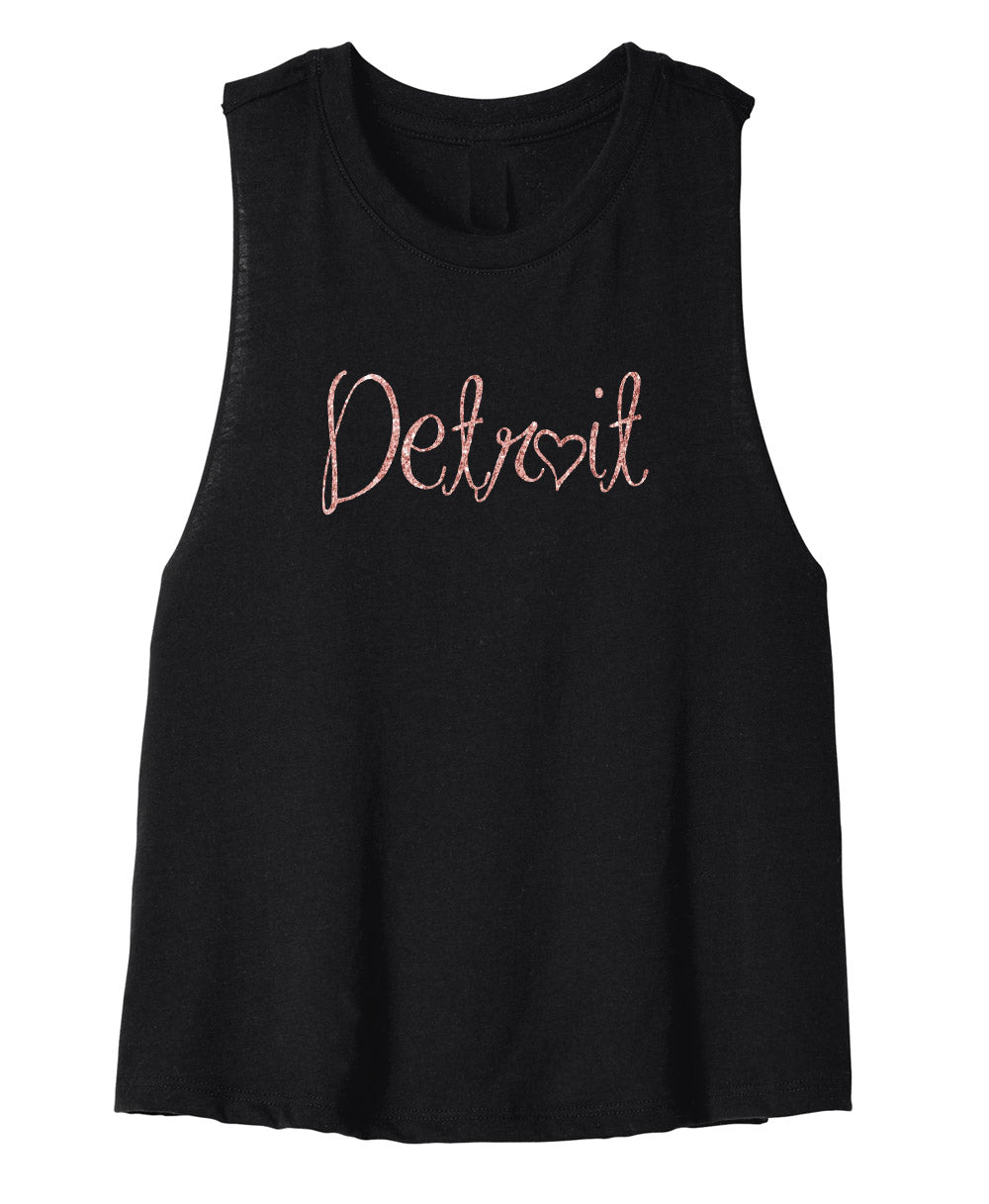 Rose Gold Detroit Script Crop Tank