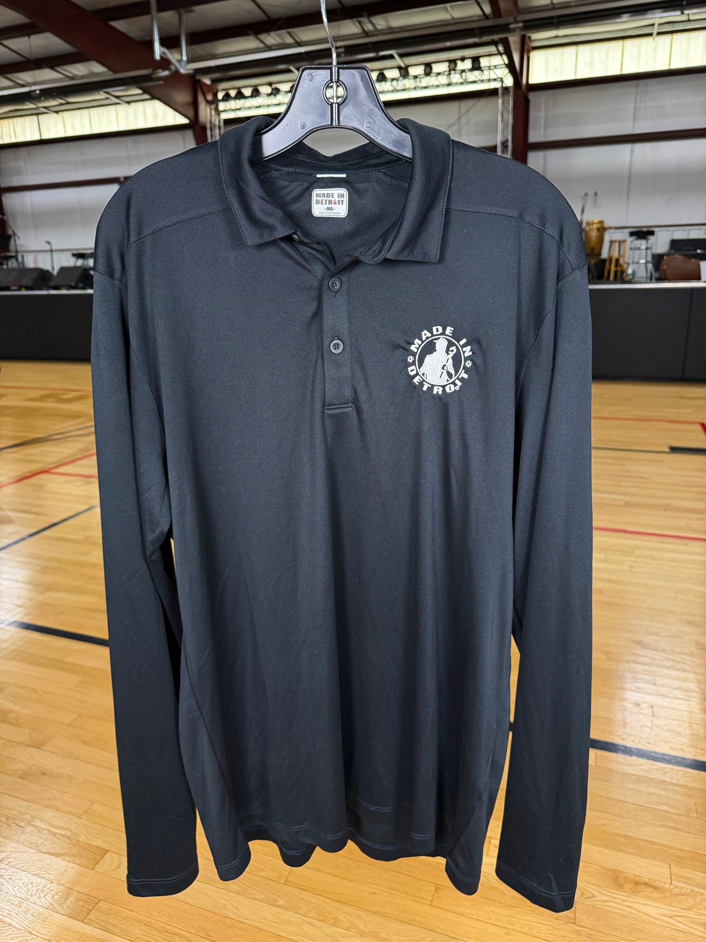MID Black Long Sleeve Polyester Polos