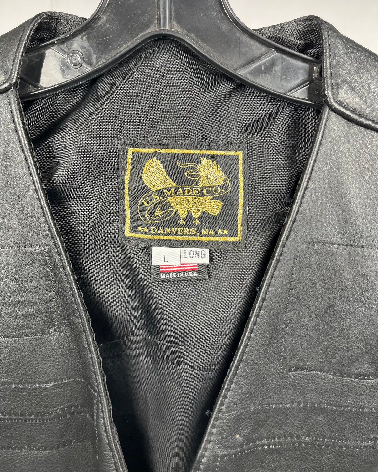 (1 of 1) Vintage Leather Vest (USA Made) - LARGE LONG