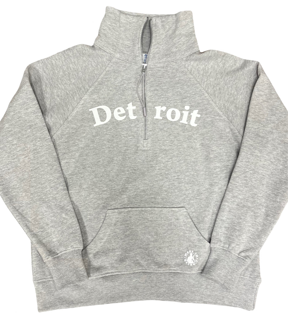 Ladies Detroit Grey Half Zip Fleece