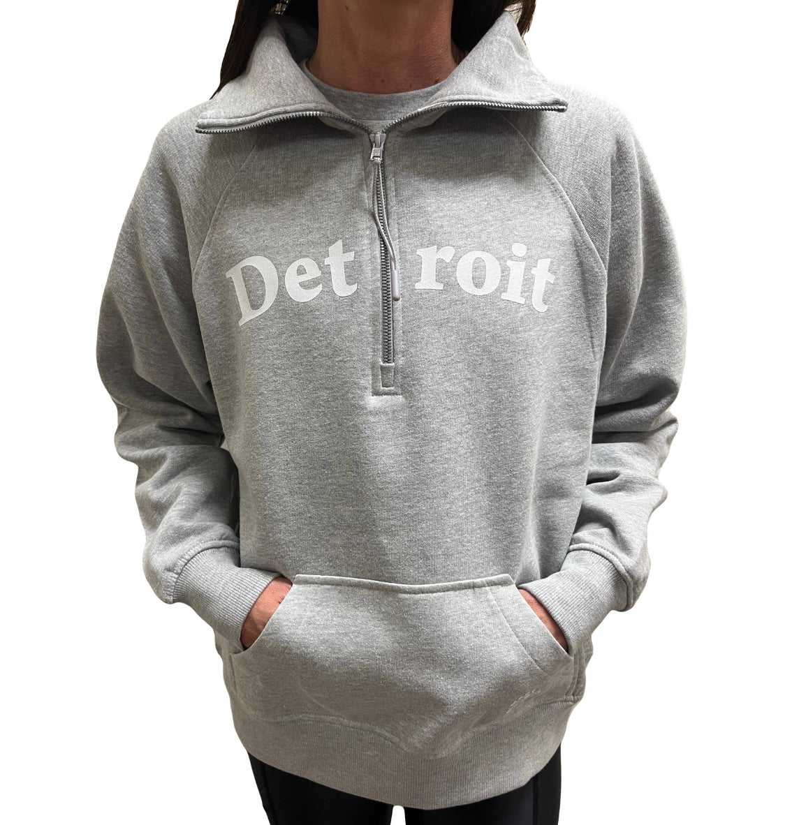 Ladies Detroit Grey Half Zip Fleece