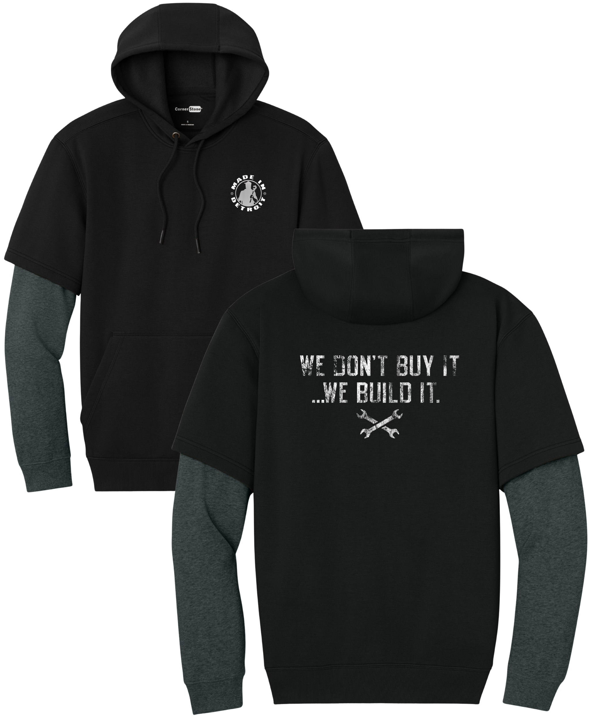 Detroit Black Layered Hoodie