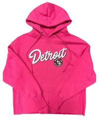 Ladies Detroit Rosie Script Pink Hoodie