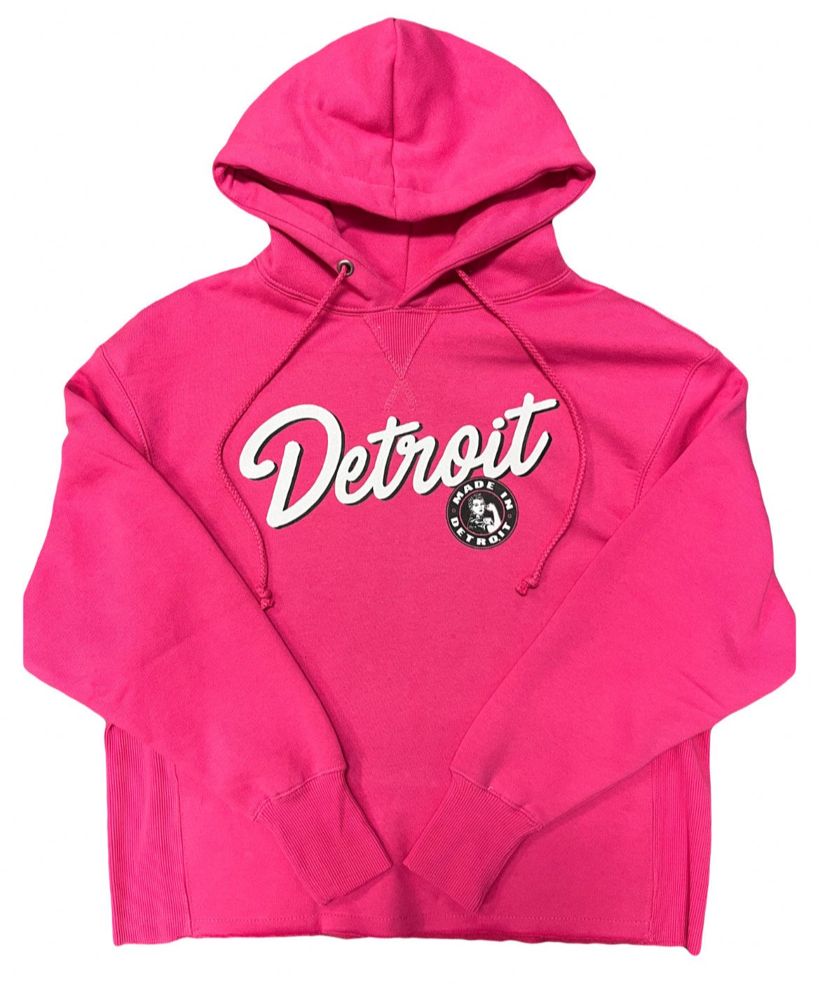 Ladies Detroit Rosie Script Pink Hoodie