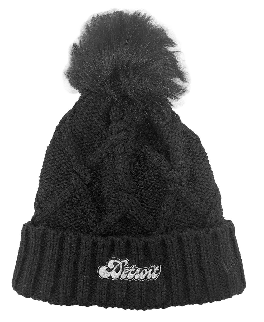 New Era Detroit Faux Fur Pom Beanie