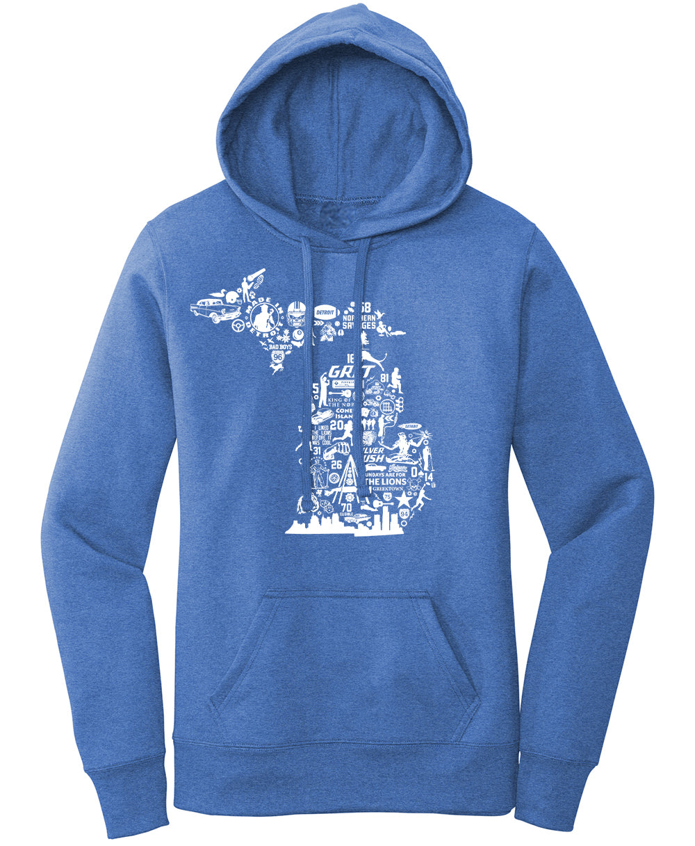 Ladies Detroit Football Collage Hoodie