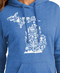 Ladies Detroit Football Collage Hoodie