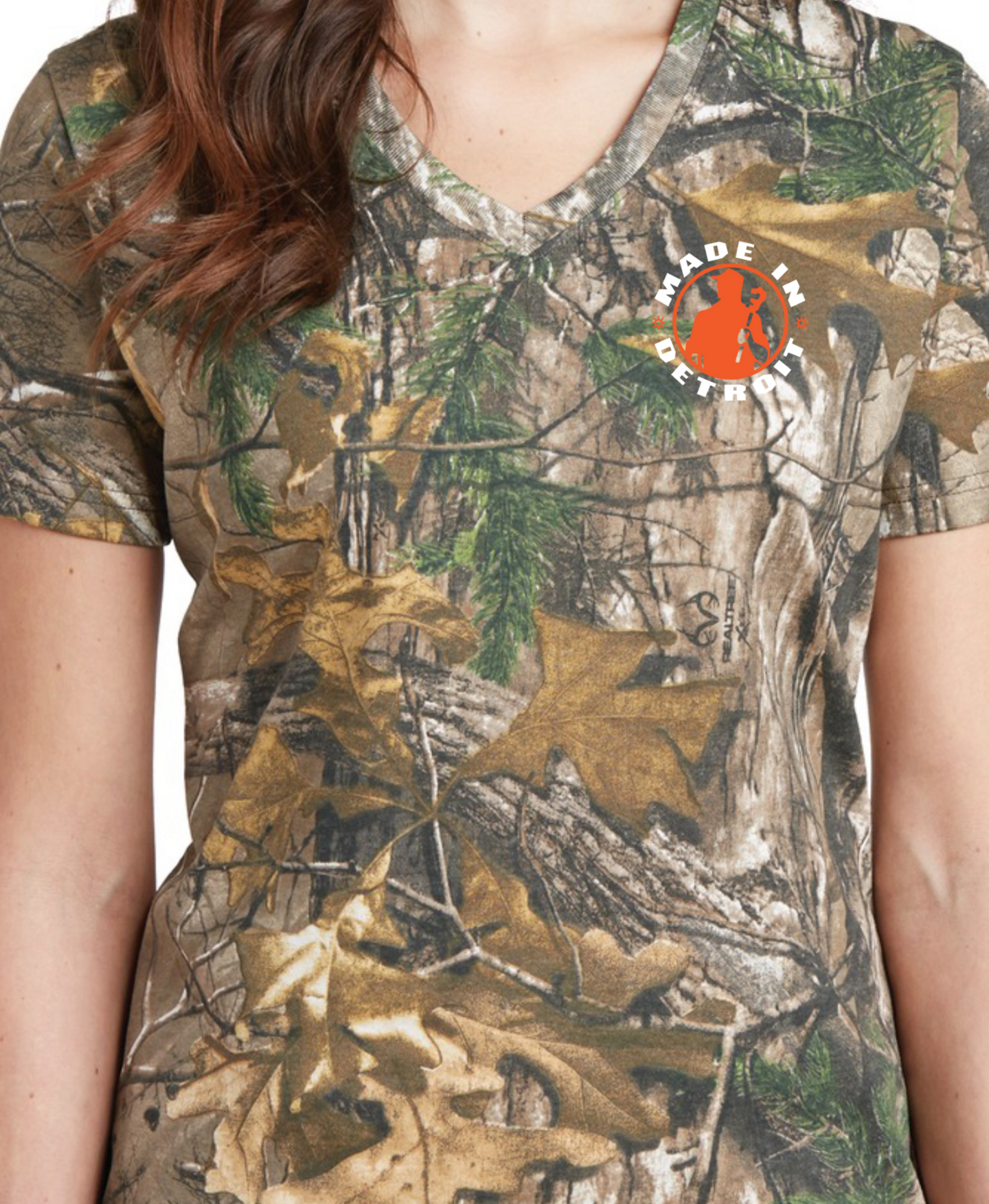 Ladies MID Camo V-Neck