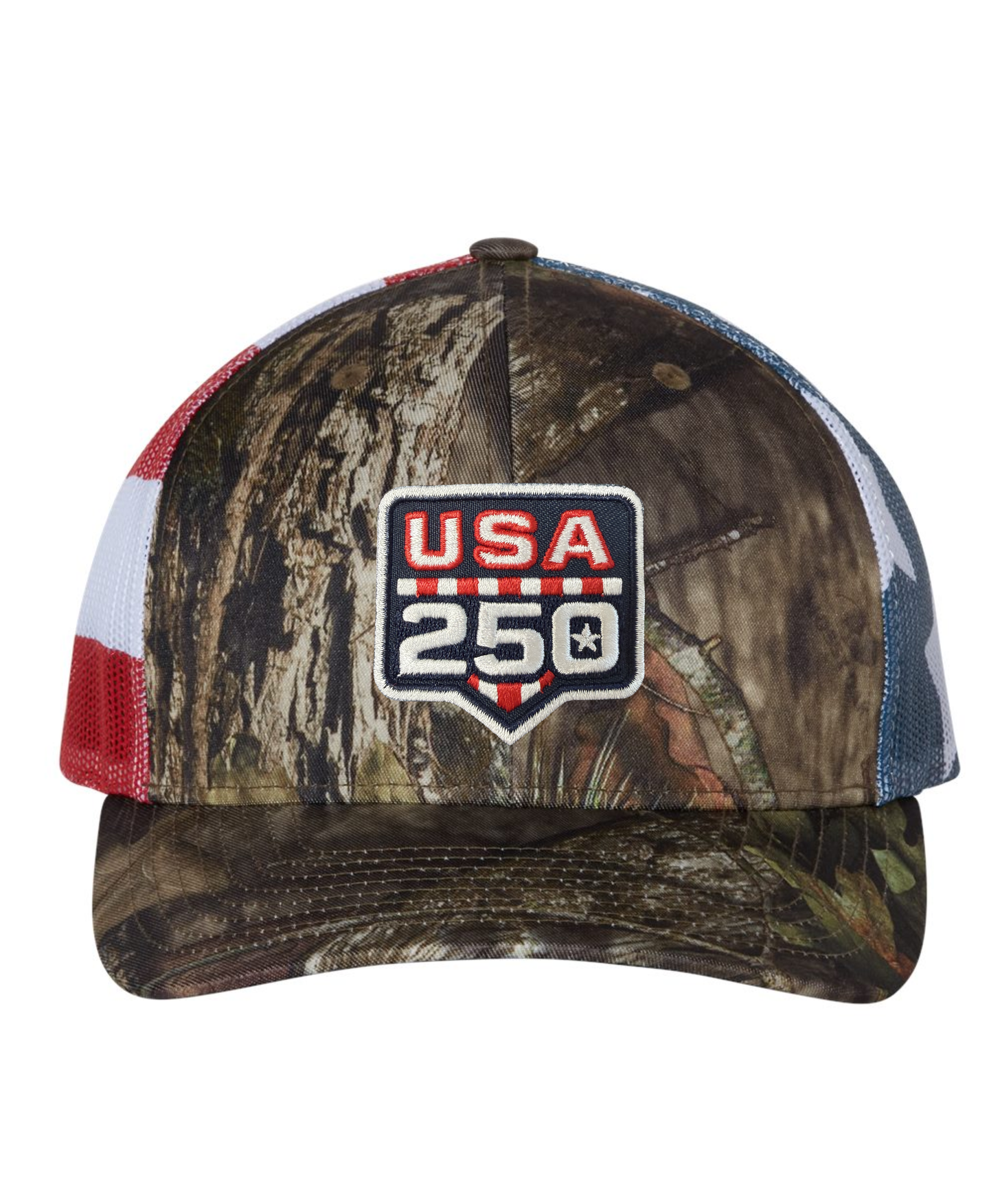 USA 250 Mossy Oak Mesh Trucker Hat