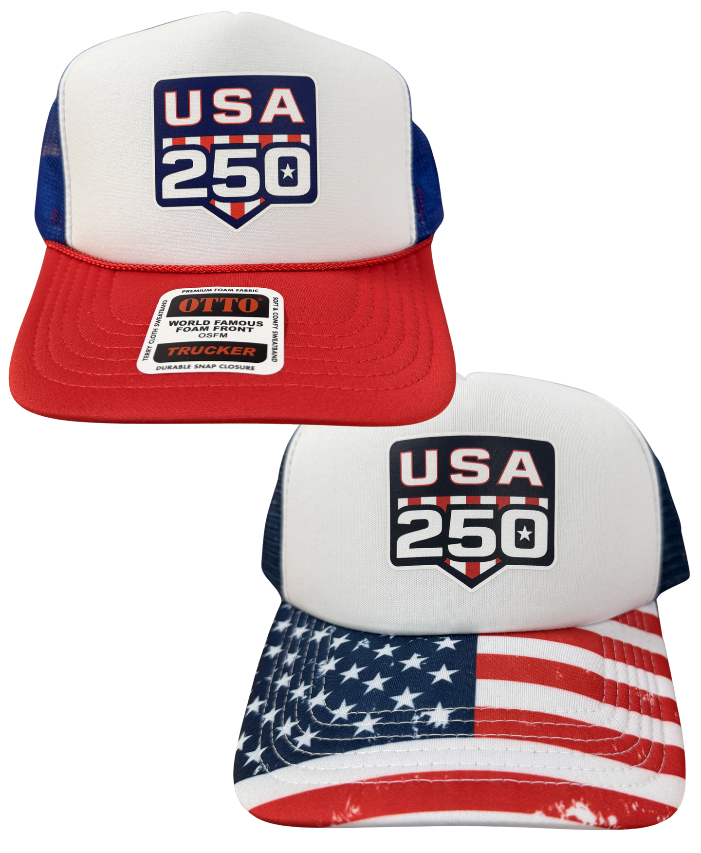 USA 250 White Foam Truckers Hat