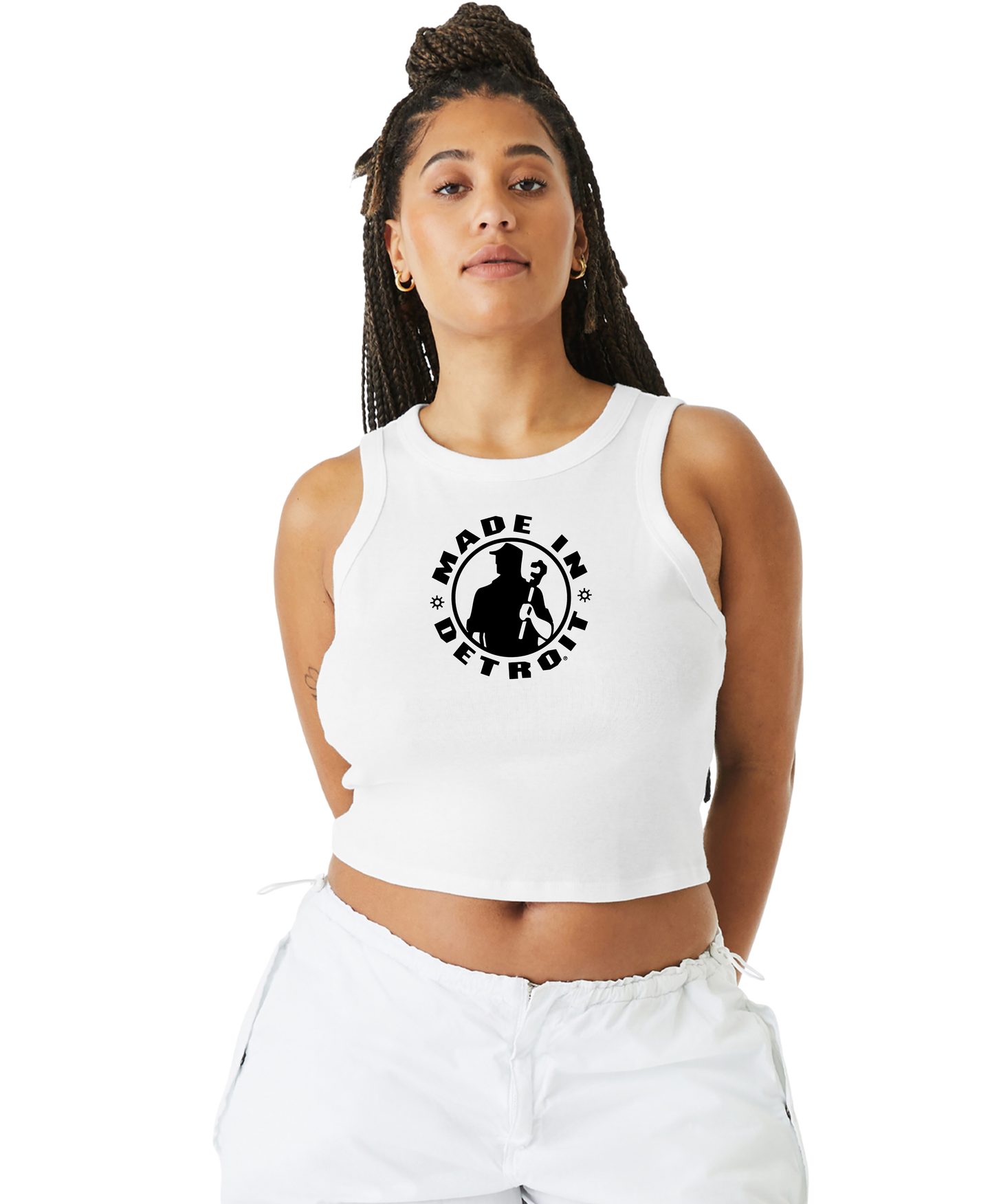 Ladies MID Crop Rib Racer Tank