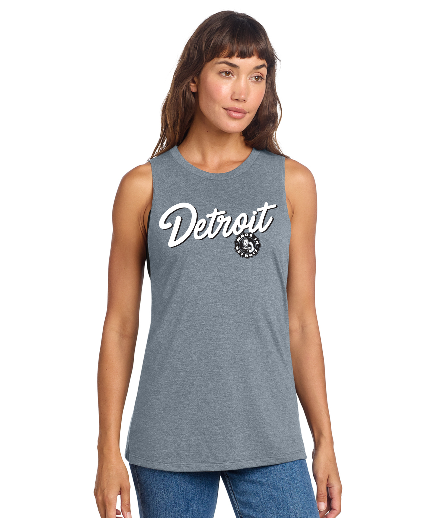 Ladies Detroit Rosie Script Premium Triblend Muscle Tank