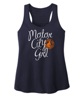 Ladies MID Motor City Girl Navy Racerback Tank
