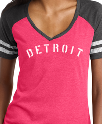 Ladies Detroit Stencil V-Necks