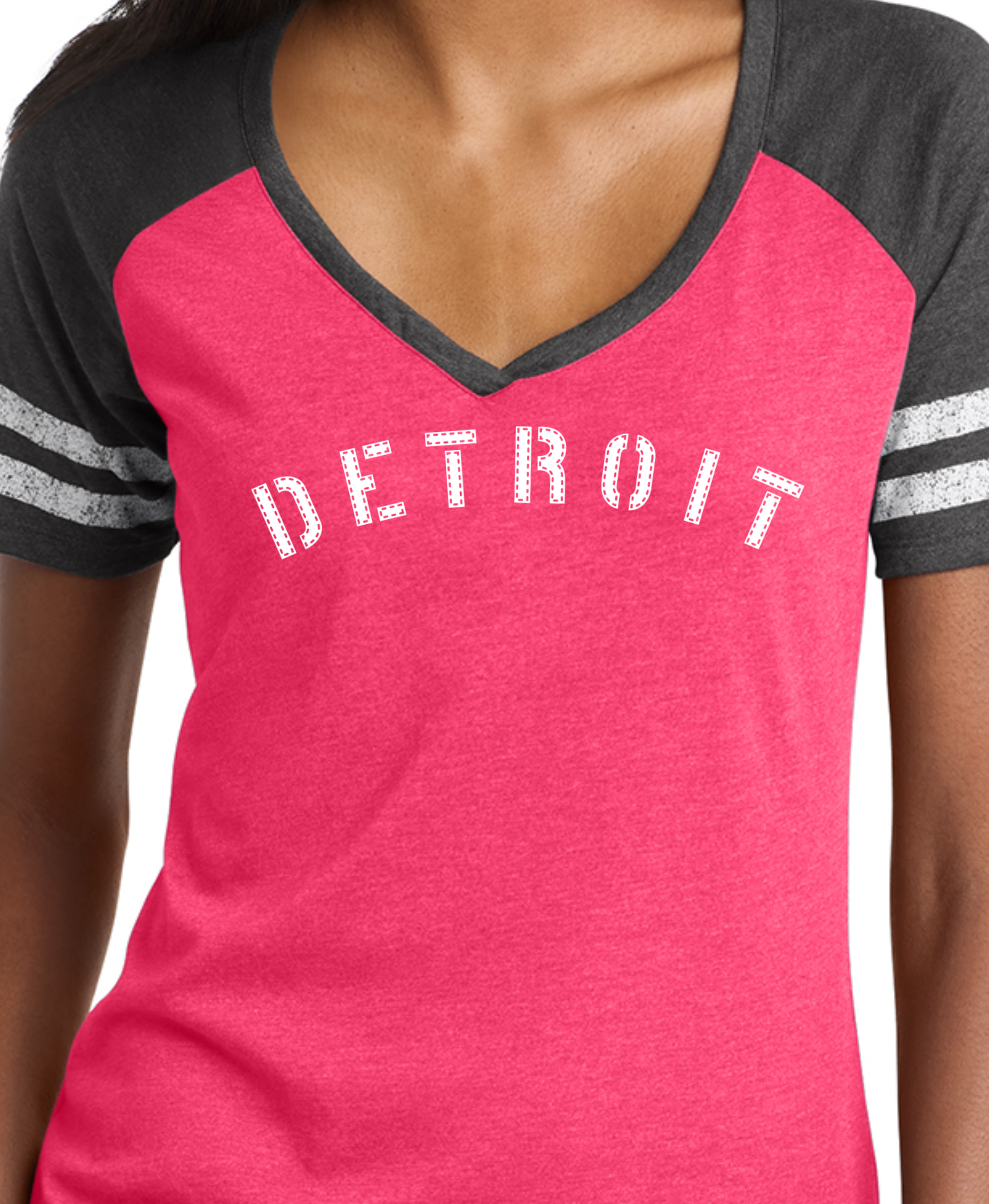 Ladies Detroit Stencil V-Necks