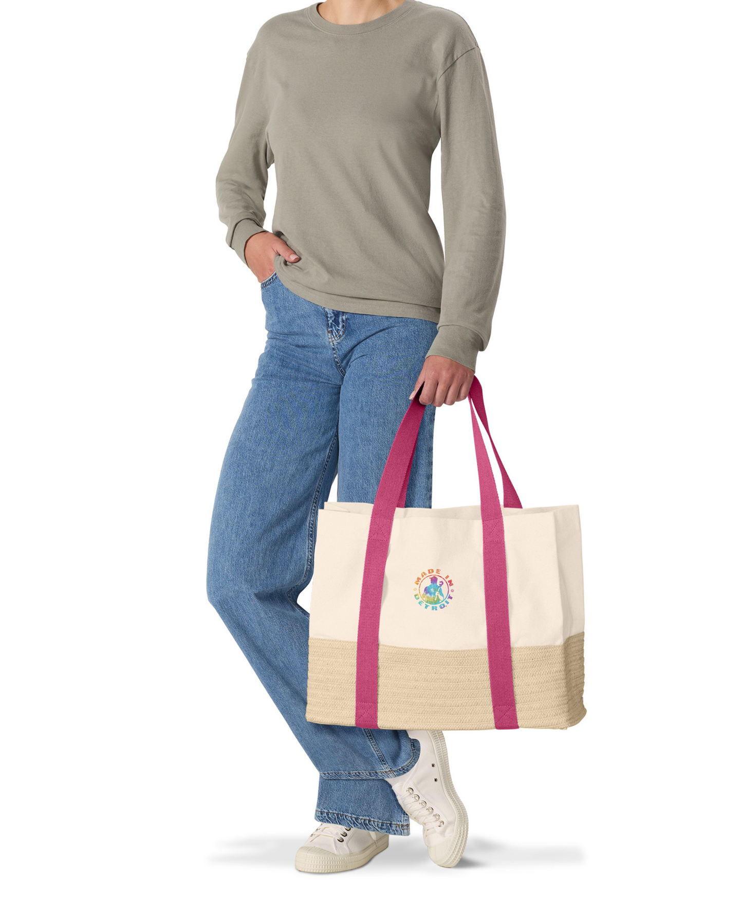 MID Tie Dye Straw Market Tote