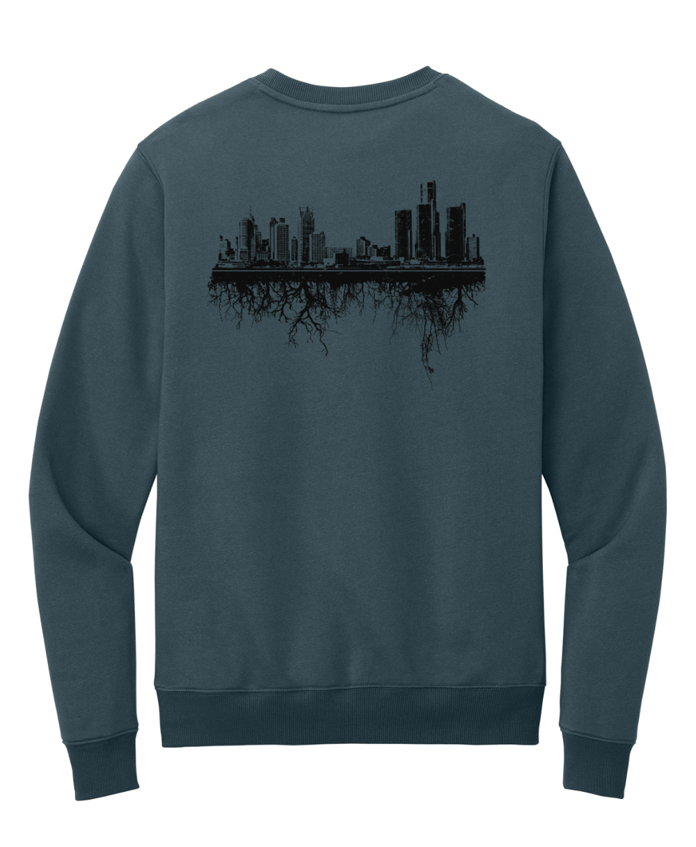 Detroit Arch & Roots Steel Blue Crewneck
