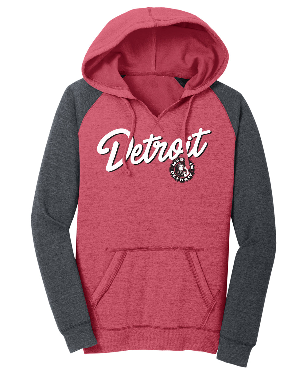 Ladies Detroit Rosie Script Raglan Hoodie
