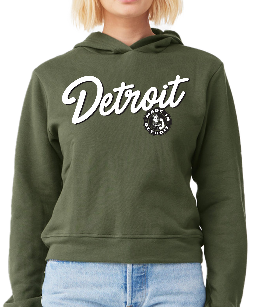 DETROIT SCRIPT ROSIE Crop Hoodies - SMALL