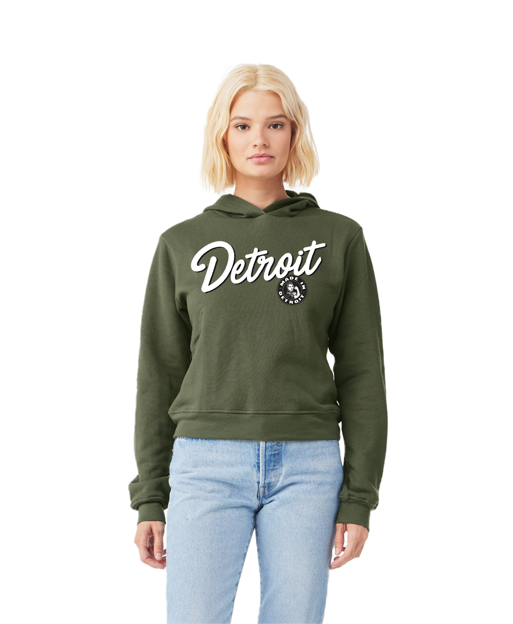 DETROIT SCRIPT ROSIE Crop Hoodies - SMALL