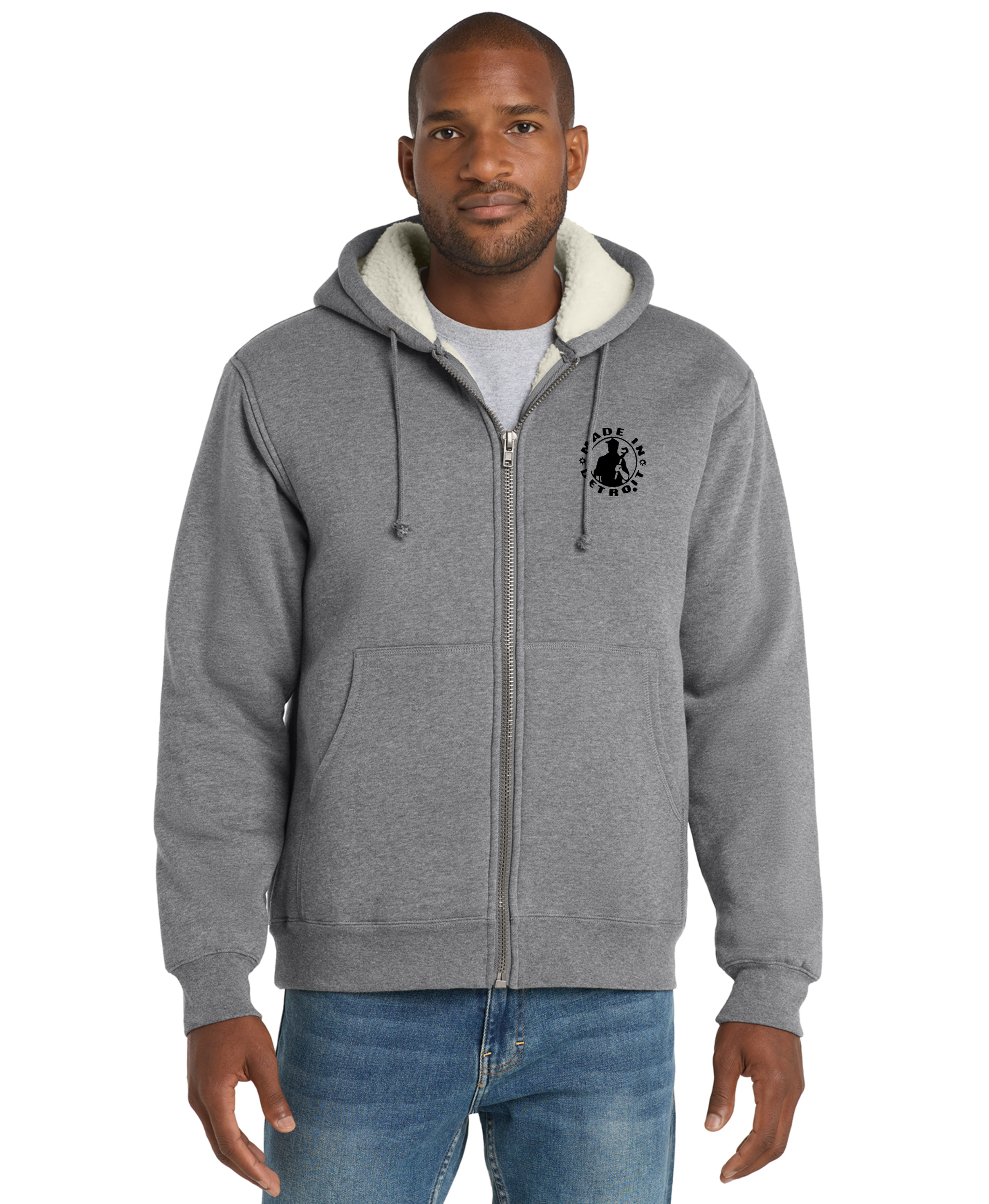 MID Heavyweight Sherpa Lined Grey Zip Up
