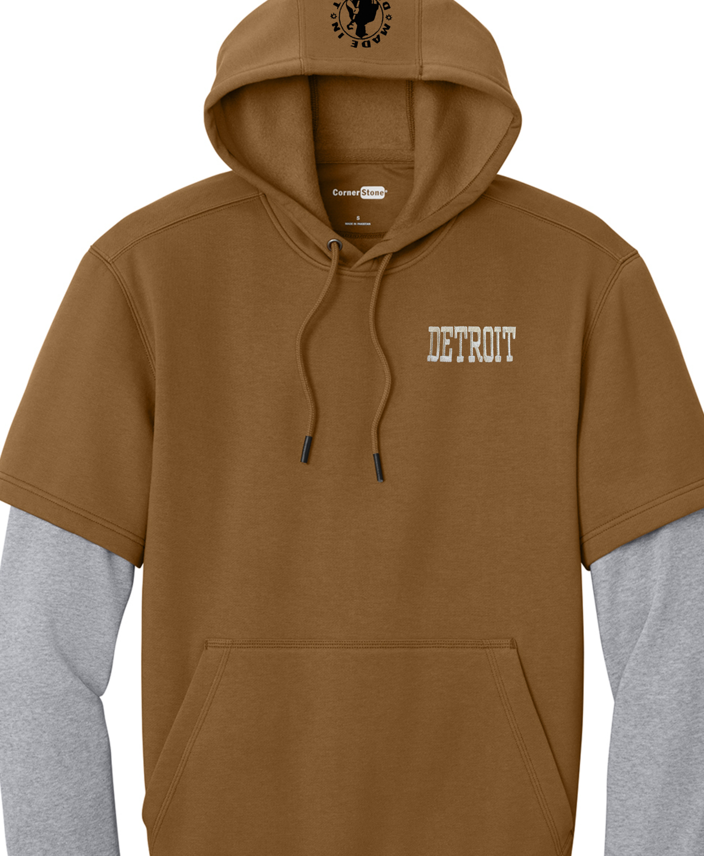 Detroit Brown Layered Hoodie