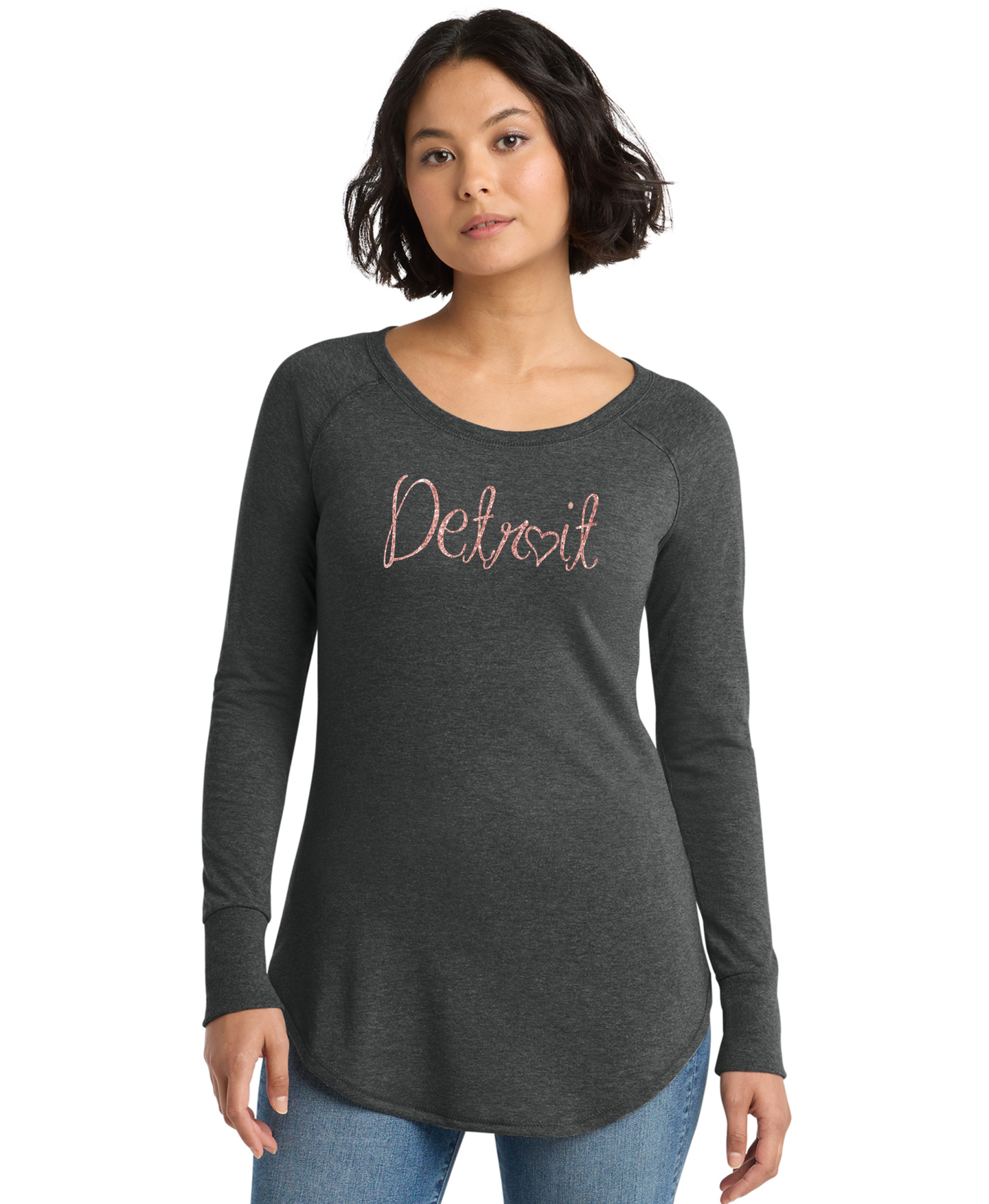 Rose Gold Detroit Script Long Sleeve Tunics