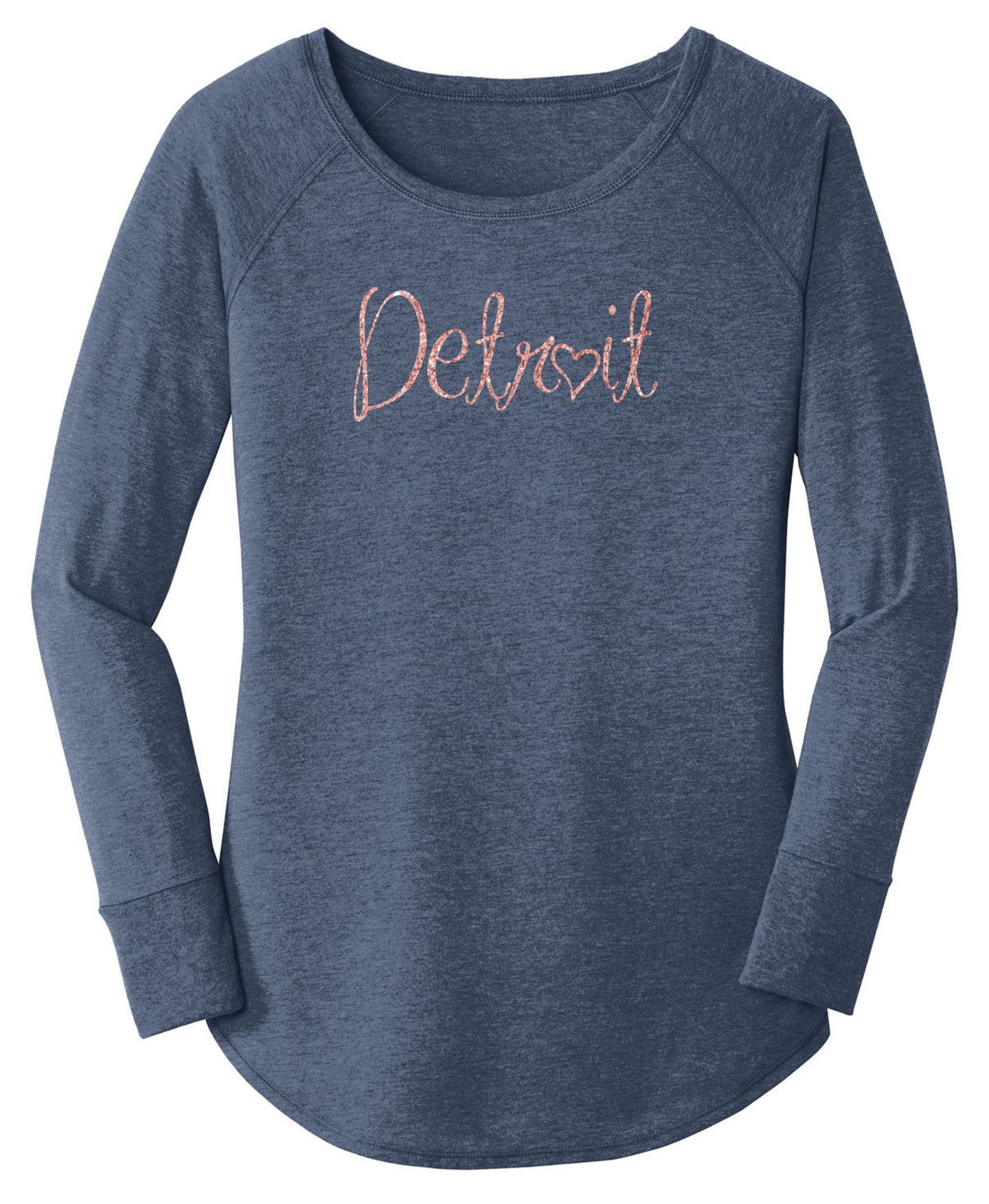 Rose Gold Detroit Script Long Sleeve Tunics
