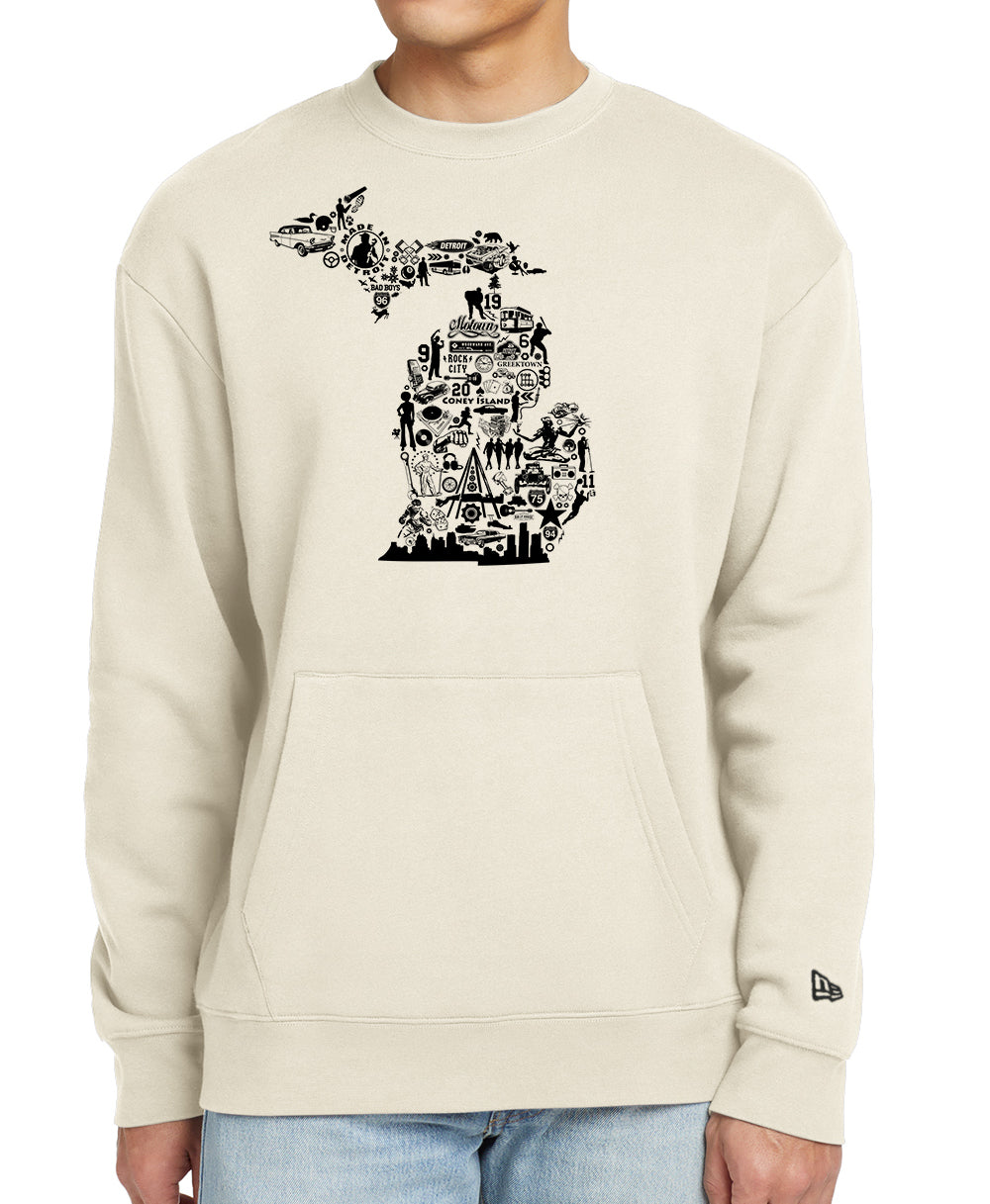 New Era Michigan Collage Pocket Crewneck