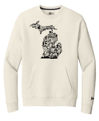 New Era Michigan Collage Pocket Crewneck