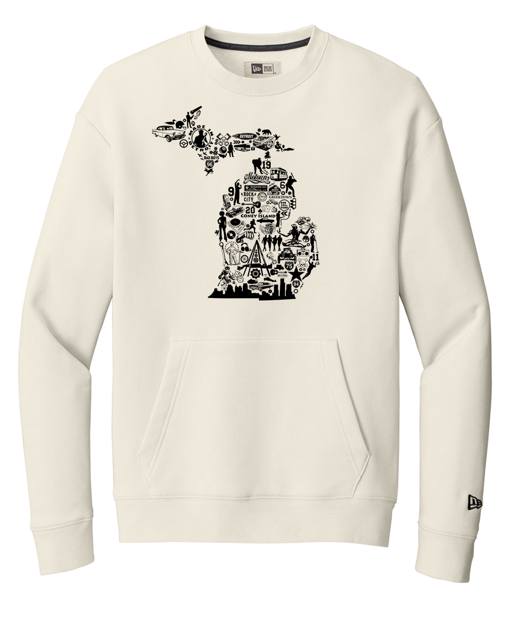 New Era Michigan Collage Pocket Crewneck
