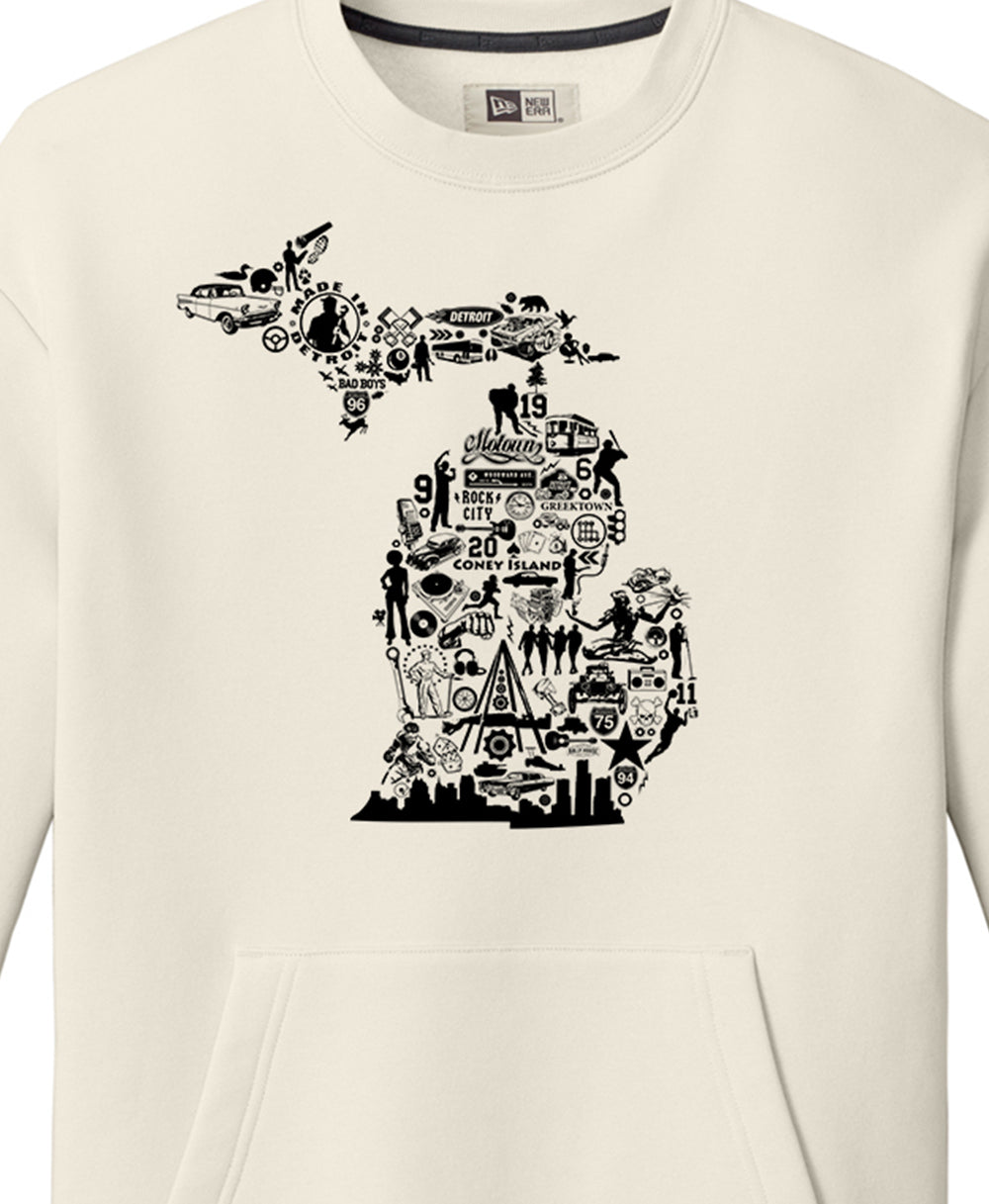 New Era Michigan Collage Pocket Crewneck