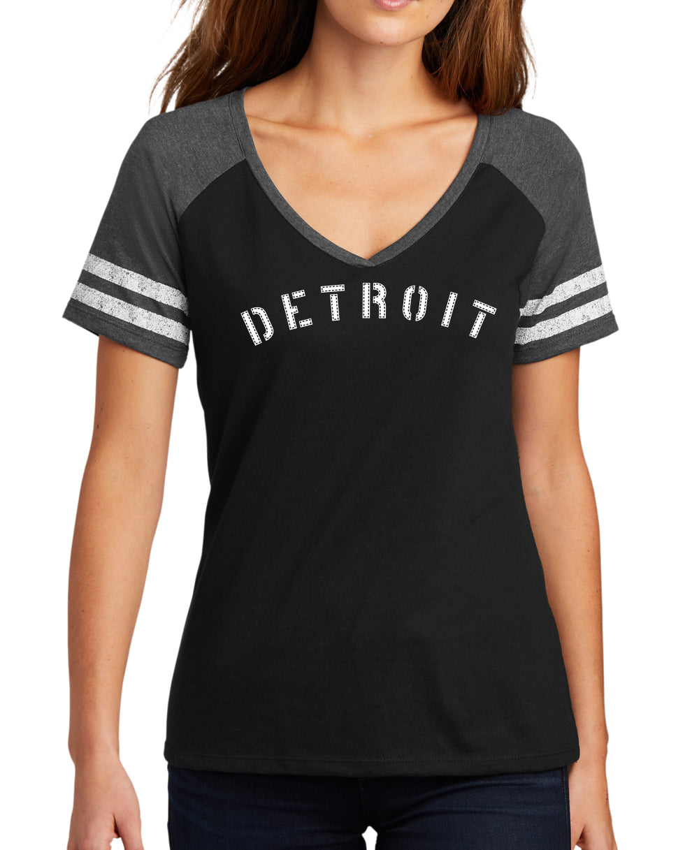 Detroit Stencil Gameday V Neck