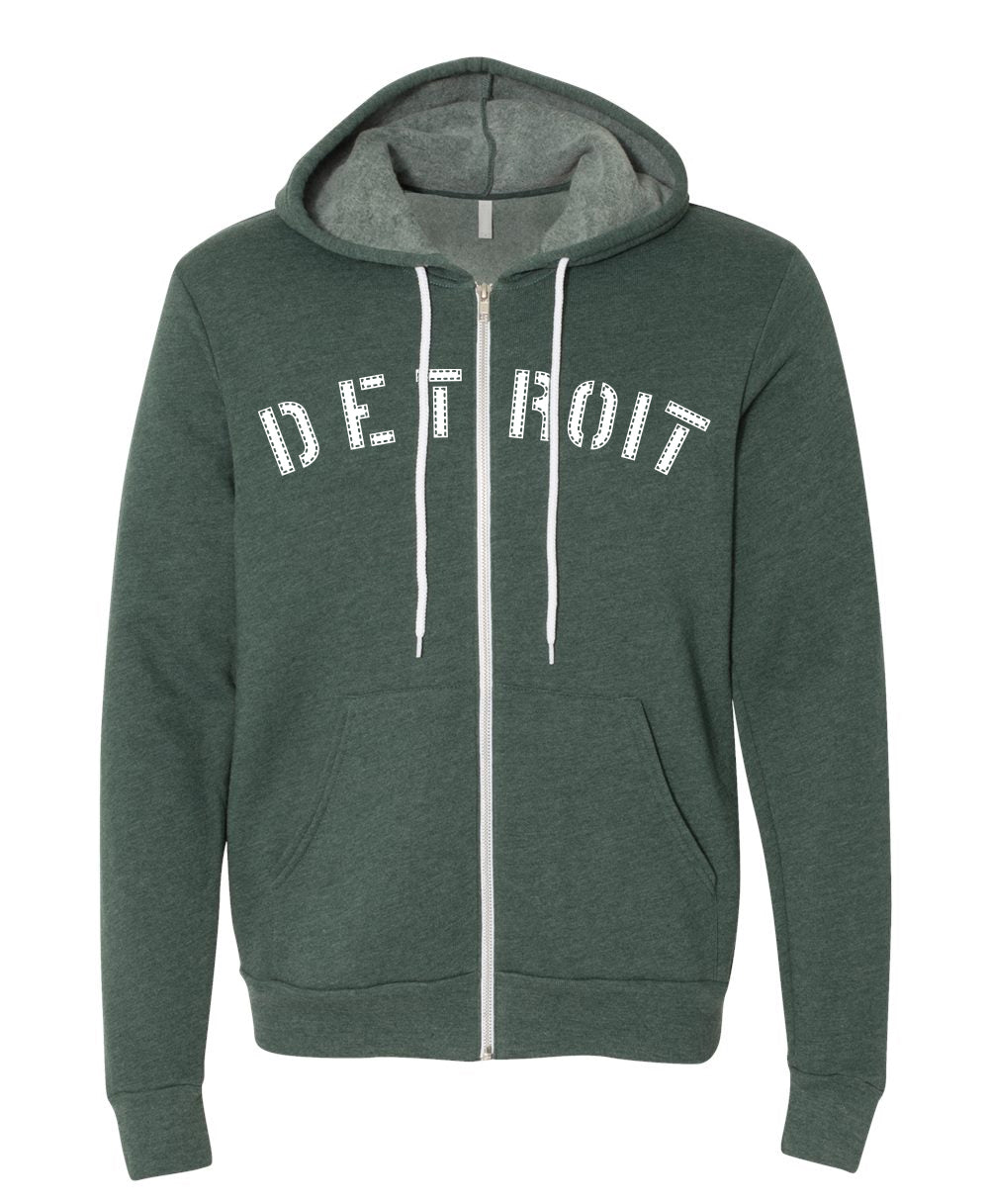 Detroit Stencil Heather Forest Green Zip